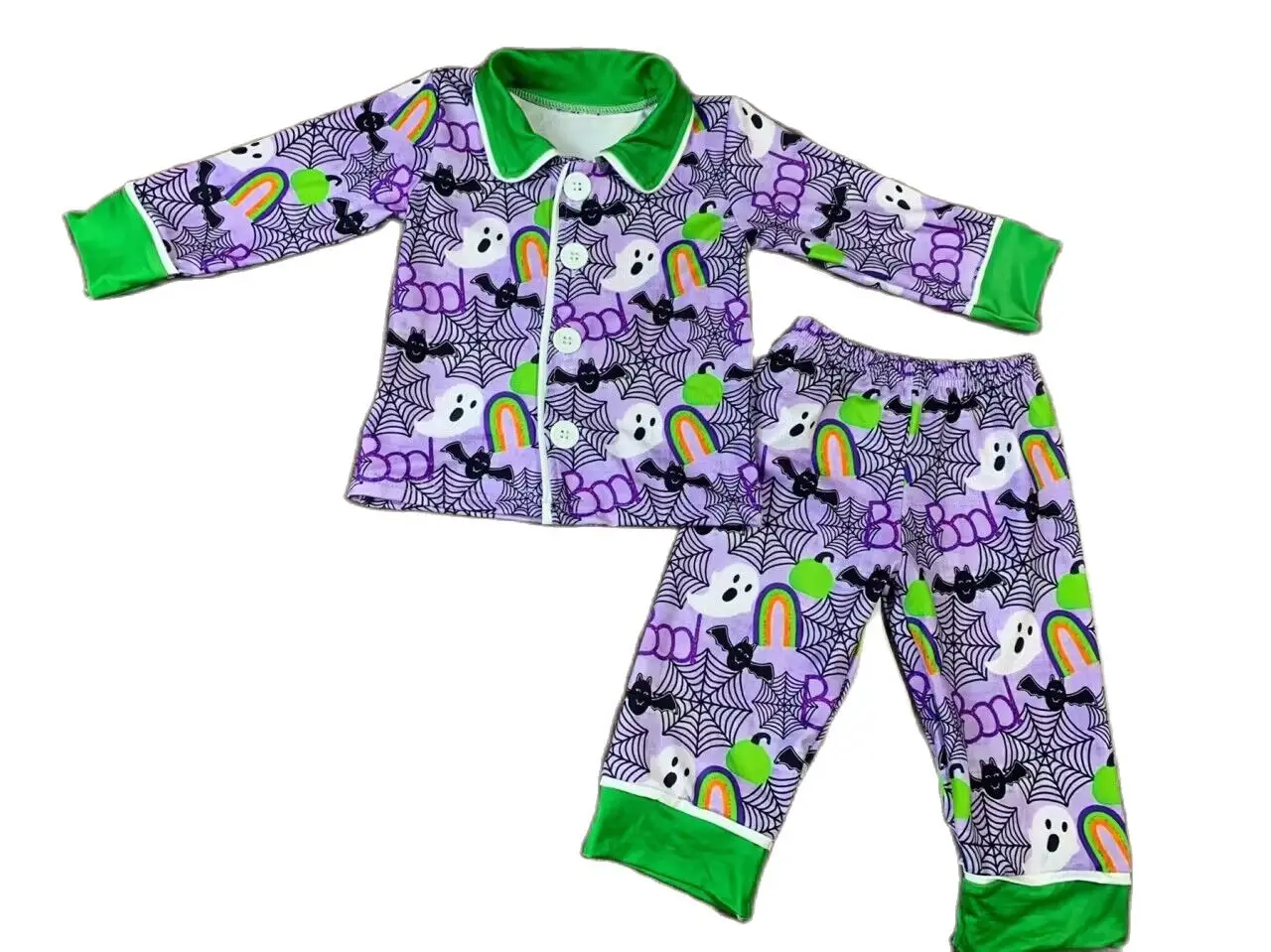 Halloween Pajama Boutique Baby Boy Girl Set Spooky Spider Web Print Purple Pajamas Sibling Set Sleepwear