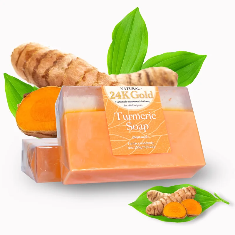 

150g 24K Gold Turmeric Essential Oil Soap With Added 24K Gold Leaf Handmade Soap for Facial Cleansing