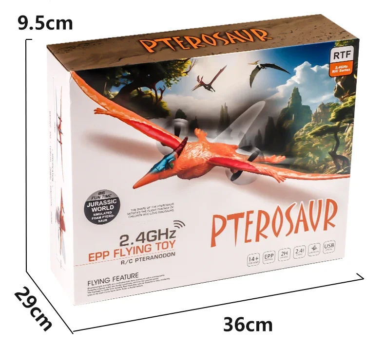 Rc Dinosaur Plane 39Cm Epp Foam Fix Wing Zdalnie sterowany szybowiec 2.4G 2Ch Fixed Wingspan Dragon Airplane Latający prezent dla dzieci