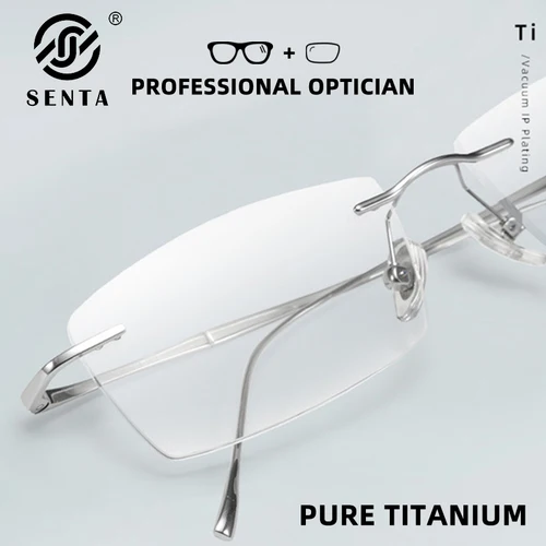 Nuevas monturas de titanio ultraligeras, gafas de lectura antiazules, gafas de miopía sin montura a la moda para hombres, gafas graduadas personalizadas