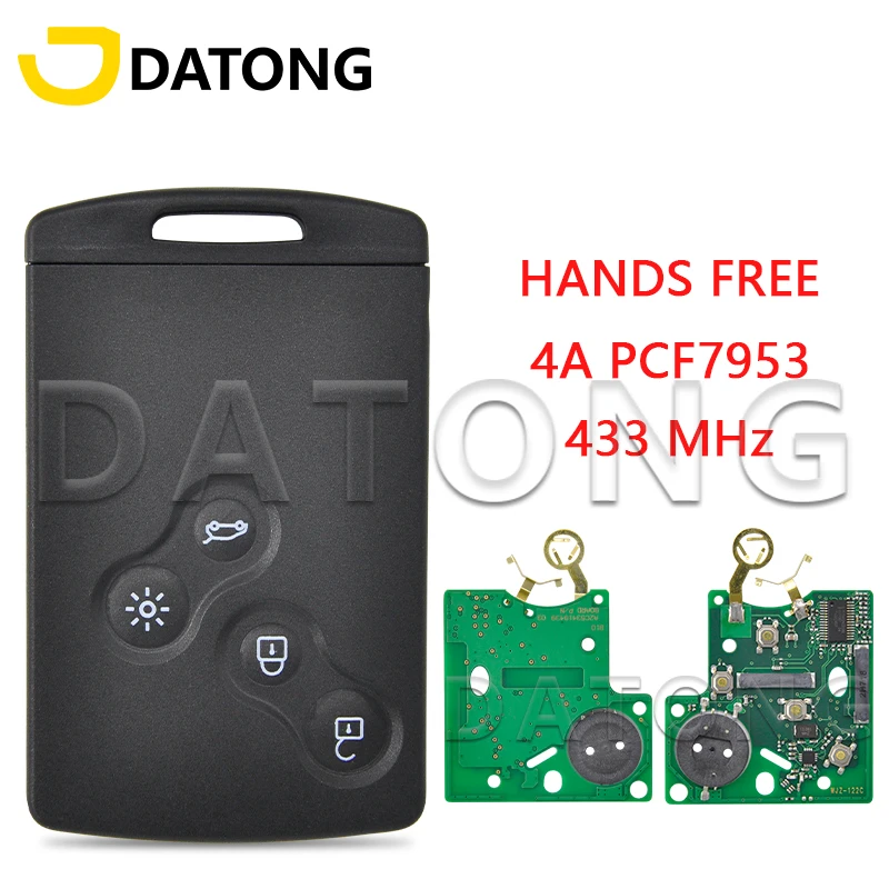 

Datong World Hands Free 4A PCF7953M Chip 433MHz Proximity Car Remote Key For Renault Captur 2013-2017 Clio IV 2009-2015
