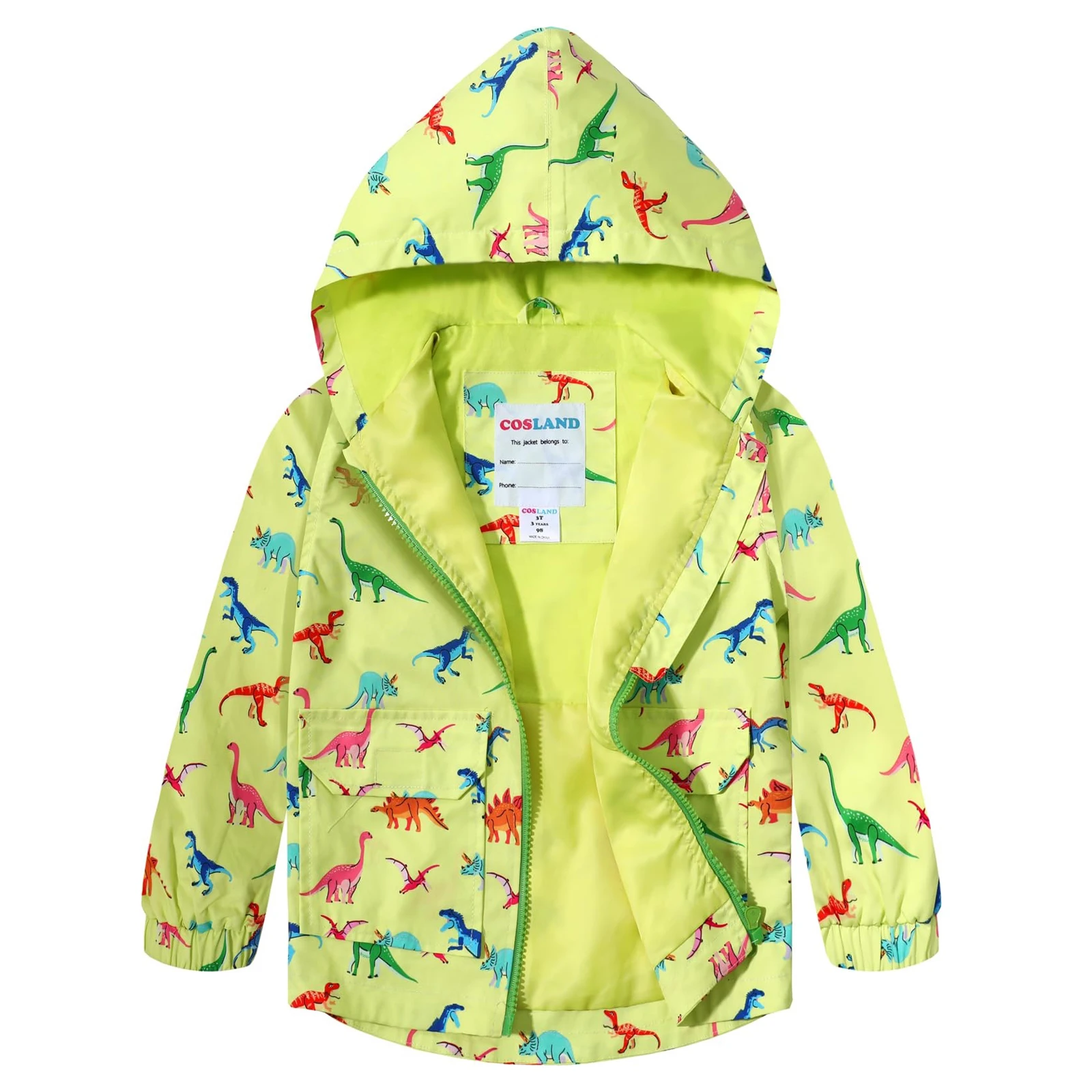 Toddler Boys Dinosaur Rain Jacket Kids Hooded Waterproof Suit Children Outdoor Windbreaker Costume