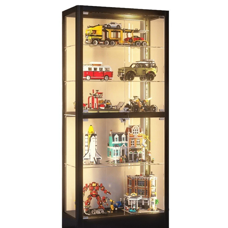 

All-glass figure cabinet display cabinet with lamp glass transparent dust-proof display cabinet