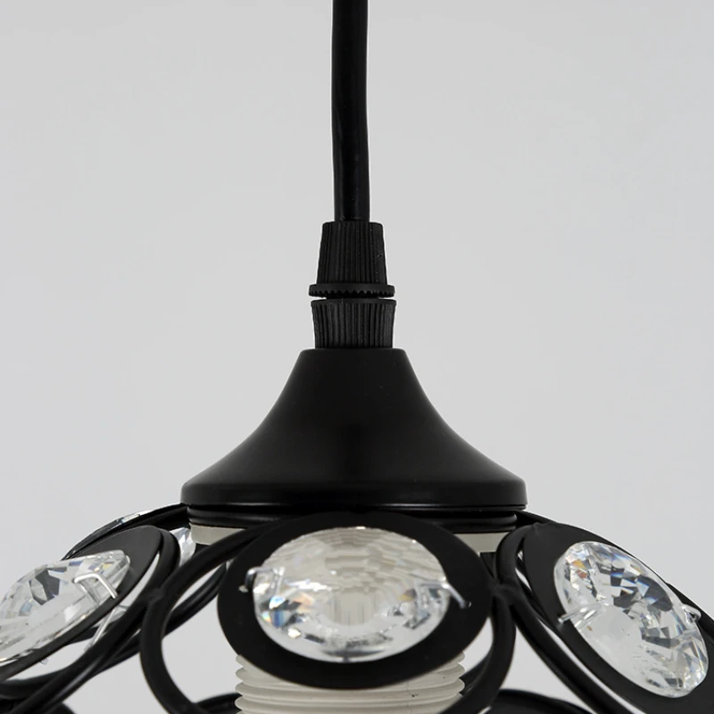 Modern Simple Iron Art Crystal Restaurant Pendant Lamp Nordic Country Style Home Decoration Living Room Dining Table LED Lights