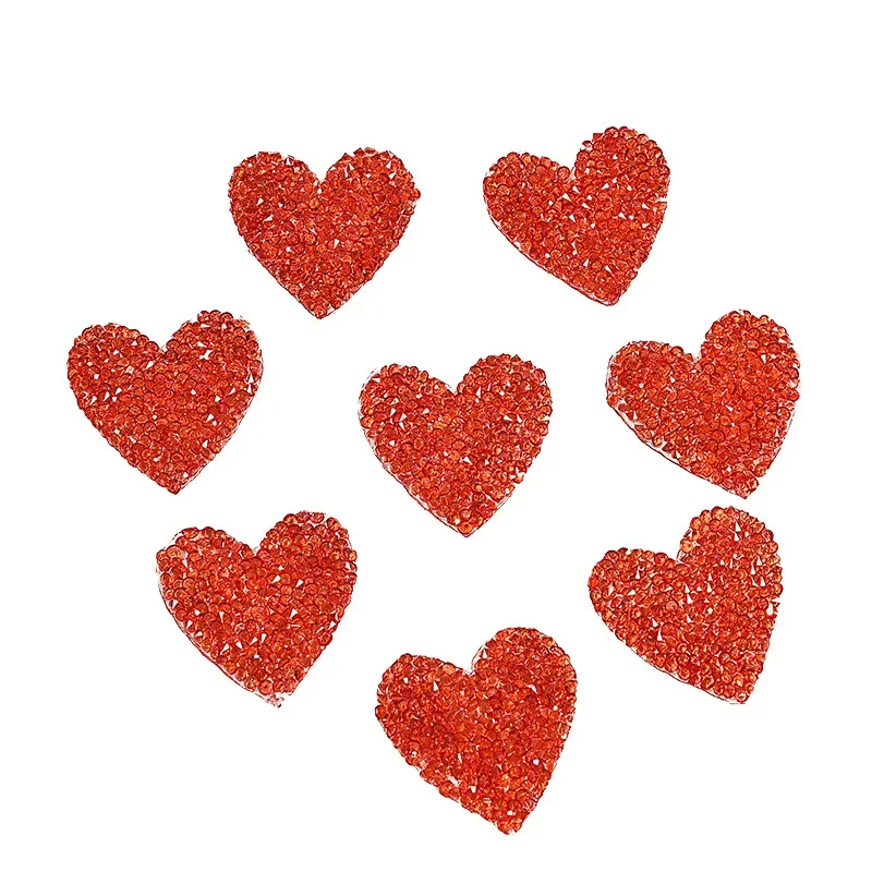5pc Crystal Rhinestone Small Red Heart Love Sequin Patches for Clothing Iron on Clothes Appliques Badge Stripes Diamond Stickers