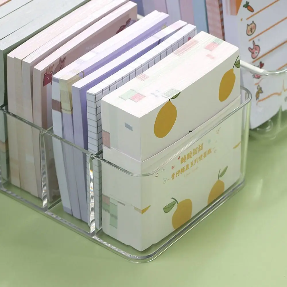 Portable Compartment Storage Box Transparent Plastic Stationery Finishing Box Dustproof Tidying Up Sticky Note Sorting Box