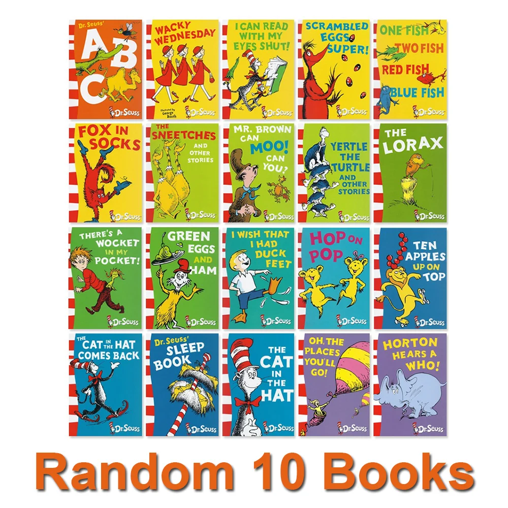 

Random 10 Books Dr. Seuss Series Interesting Story Picture Book Kids English Bedtime Reading Children Learning Toys