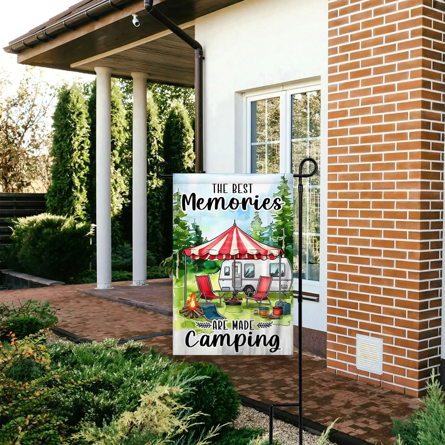 The Best Memories Are Made Camping Garden Flag 12 x 18 Inch Double Sided Campsite Garden Flag for Party House Yard Lawn Outd uui