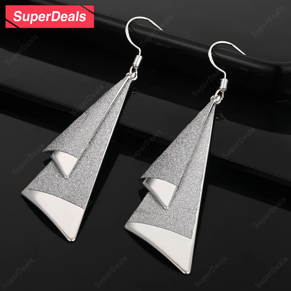 

Суперпредложения, серьги-капли из стерлингового серебра 925 пробы с матовым треугольником, модный бутик ювелирных изделий, женские очаровательные свадебные помолвочные вечерние подарок