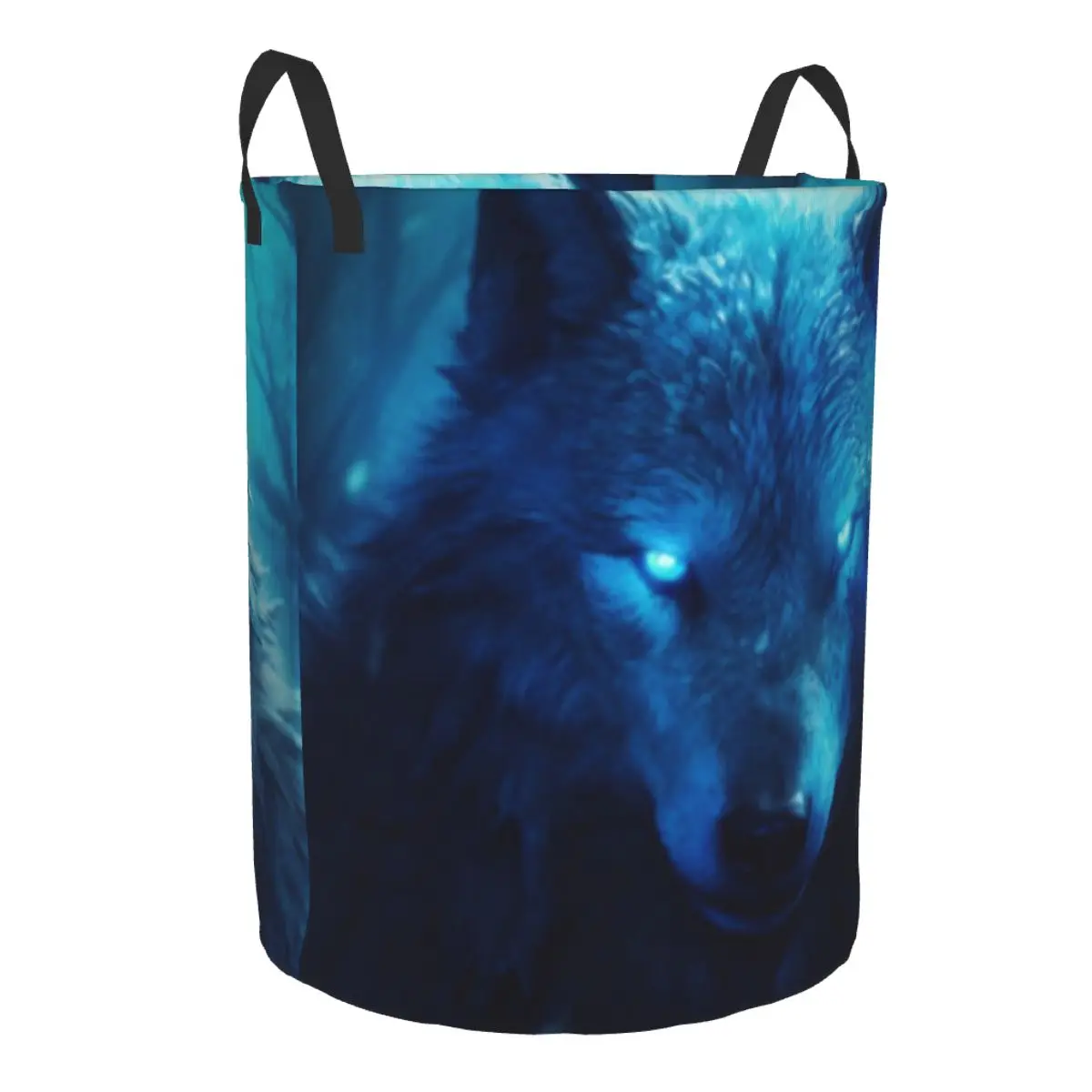 Wolf With Glowing Eyes Laundry Basket Folding Dirty Clothes Toys Storage Bucket Household