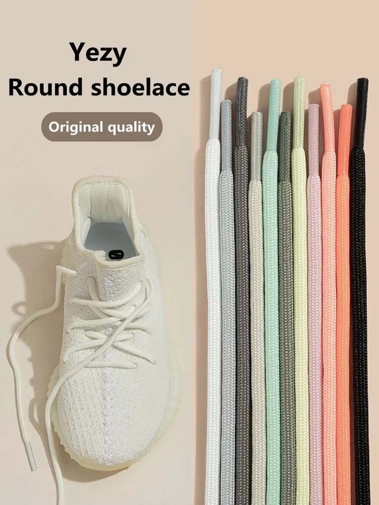 1 par novo laço de sapato redondo para tênis yezy 350 cadarços originais para sapatos poliéster sólido fora branco laços esporte cadarços