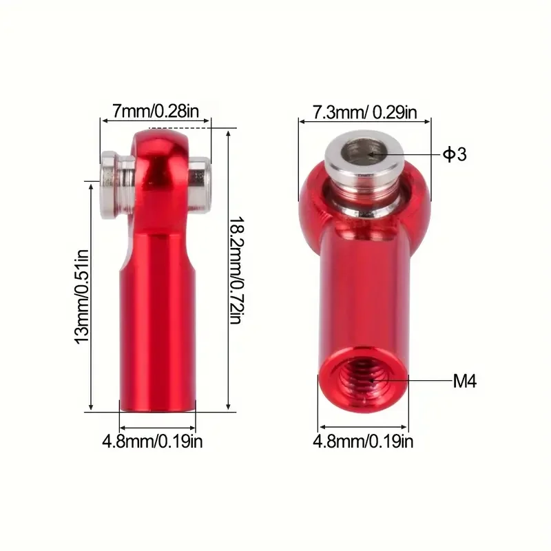 GLOBACT 10PCS M4 Spoorstangeind Balhoofd Houder Link 4mm Draad Kogelgewricht voor Redcat HSP Traxxas Axiale 1/10 RC Auto Vrachtwagen Boot DIY