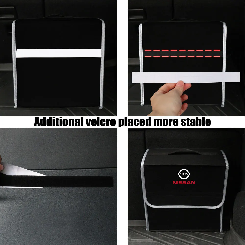 Car Trunk Storage Box Foldable Felt Car Organizer Stowing Tidying Box For Nissan Nismo X-Trail GTR Qashqai Note Juke Patrol J32