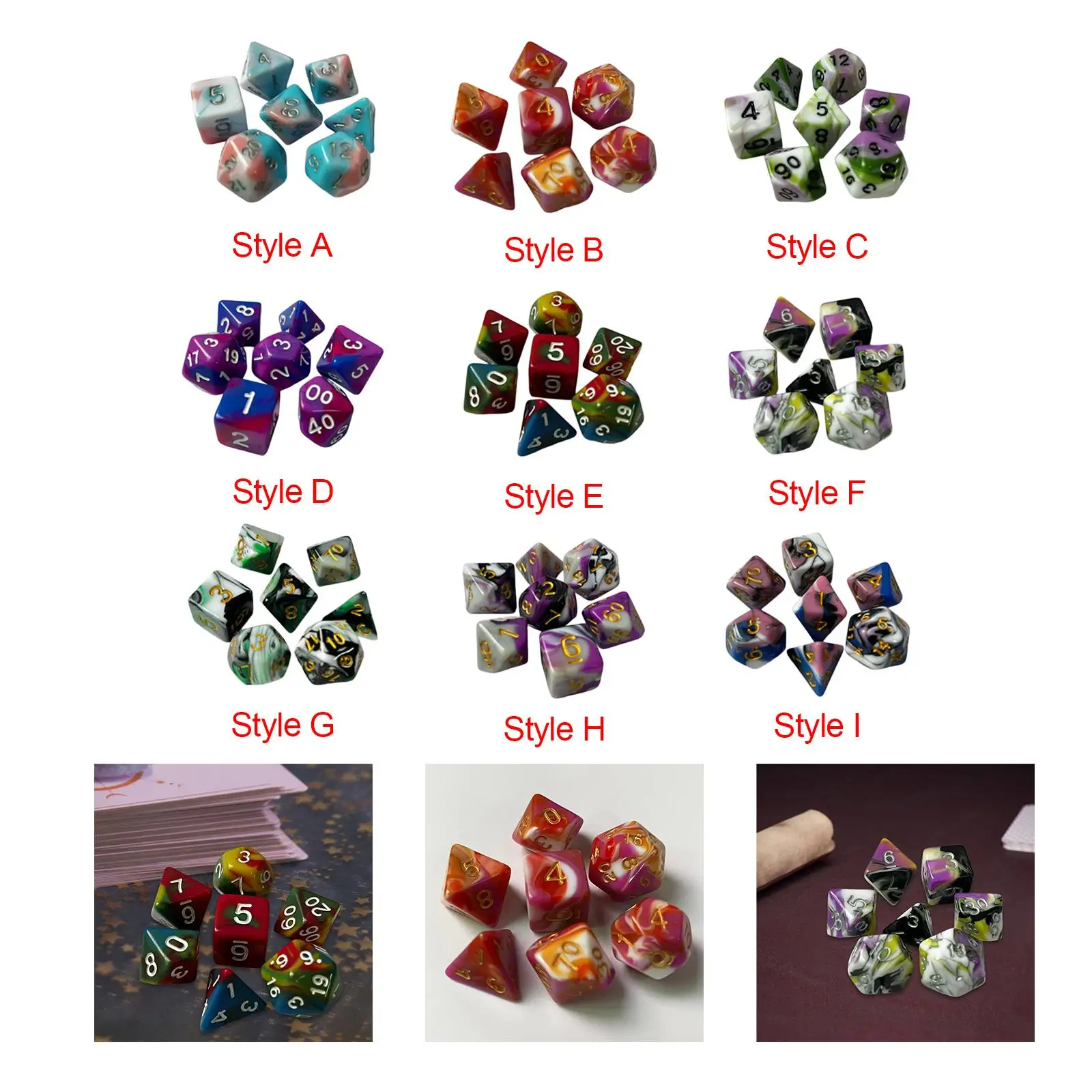 7 Pieces RPG Dice Set Board Games Set Acrylic Game Dice for Family Games Roll Coffee Gift