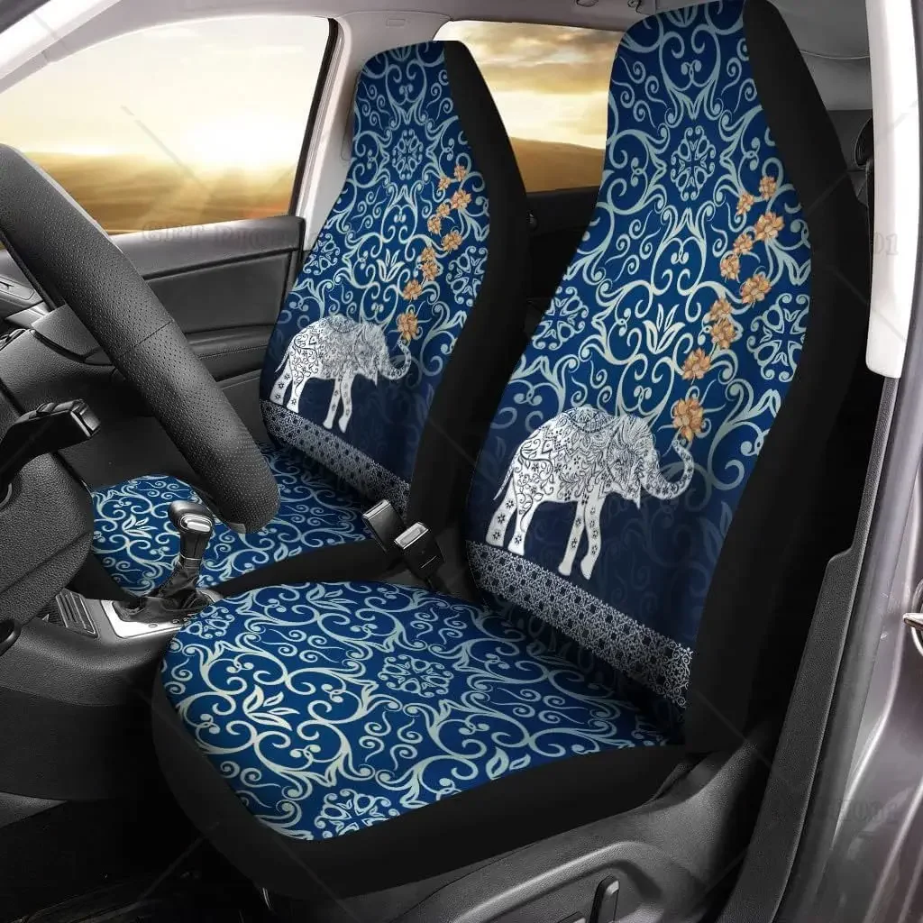 

Funda asiento coche con diseño elefante azul, fundas asiento lantero automático Duaas, Juego 2, ajuste Universal, la mayor