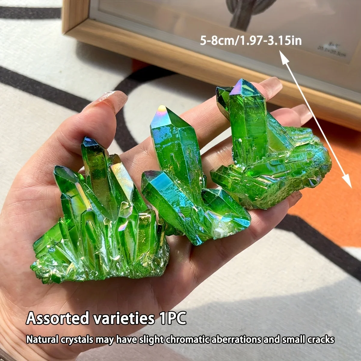 Luxury Green Aura Quartz Cluster Elegant Natural Stone Decor for Home Office Ideal Independence Day Gift