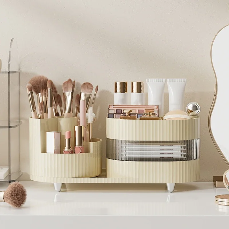 The Desktop Can Be Rotated Cosmetics Storage Box,Dresser Large Capacity Makeup,Eyeshadow & Lipstick Compartment Shelf B-AD23