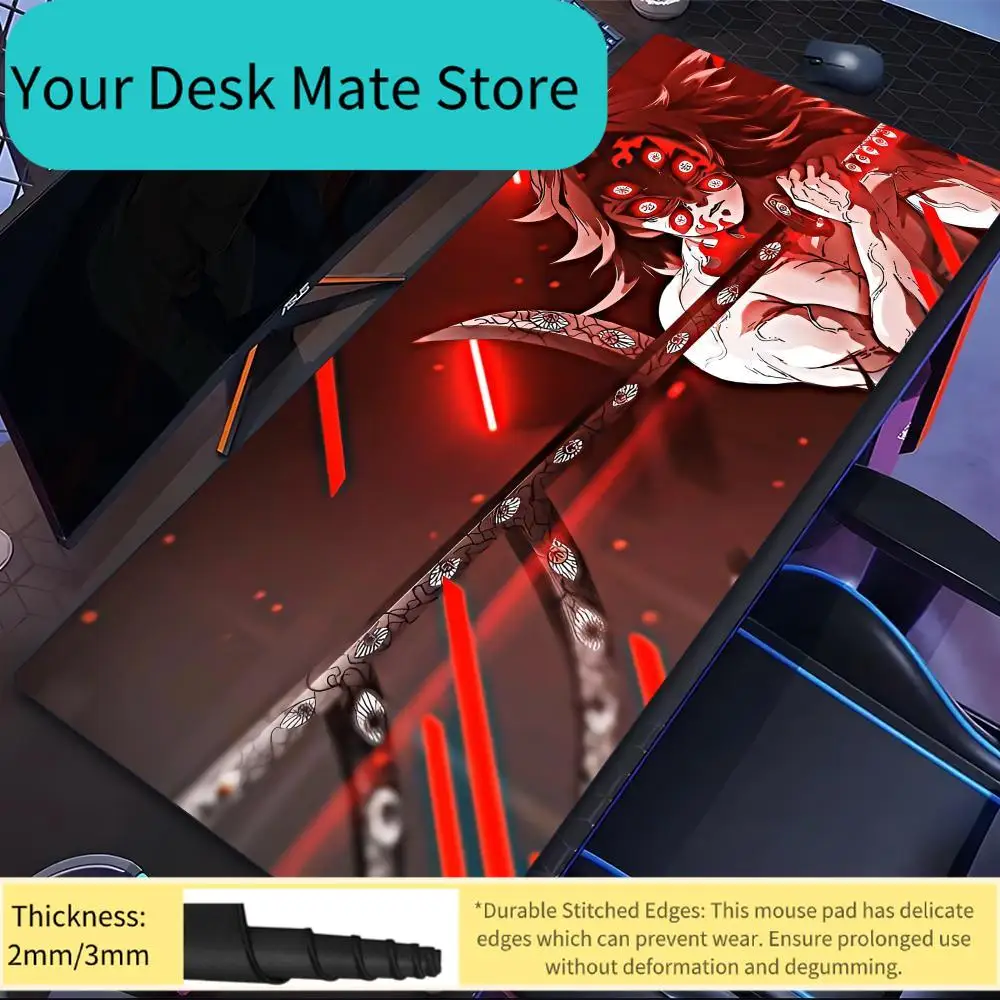 

Коврик для мыши Anime Kawaii Demon Slayer Kokushibo, нескользящий большой коврик для стола для геймеров