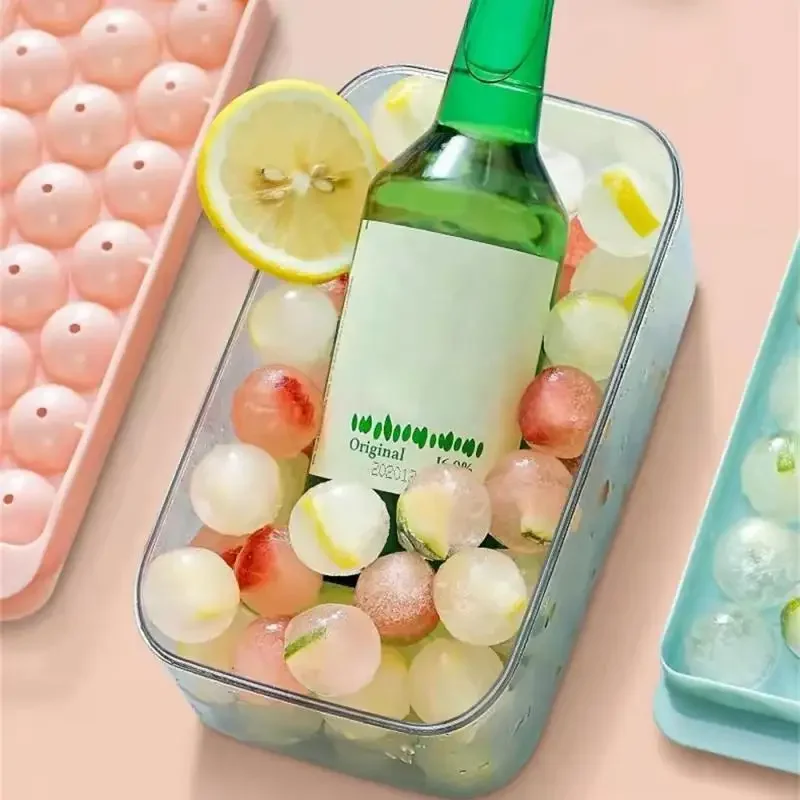 3D круглый лоток для изготовления кубиков льда с крышкой, пластиковая форма для льда, сферические формы для холодильника, сделай сам, машина для изготовления ледяных шаров, бытовые кухонные инструменты