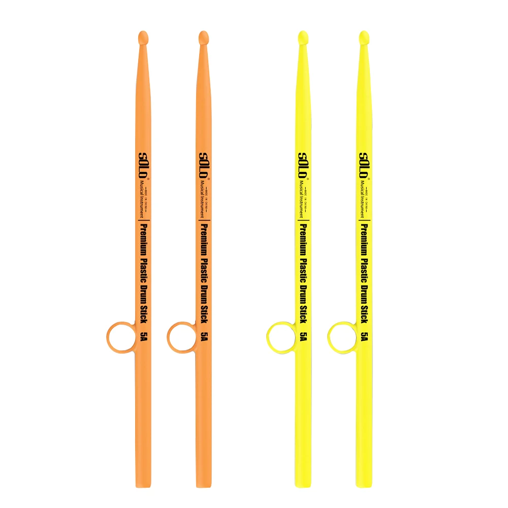 Standard 5A Premium Plastic Drum Sticks,Fancy Anti-drop Drumsticks,Sound Pure Percussion Stick for Jazz/Snare Drum,Yellow/Orange