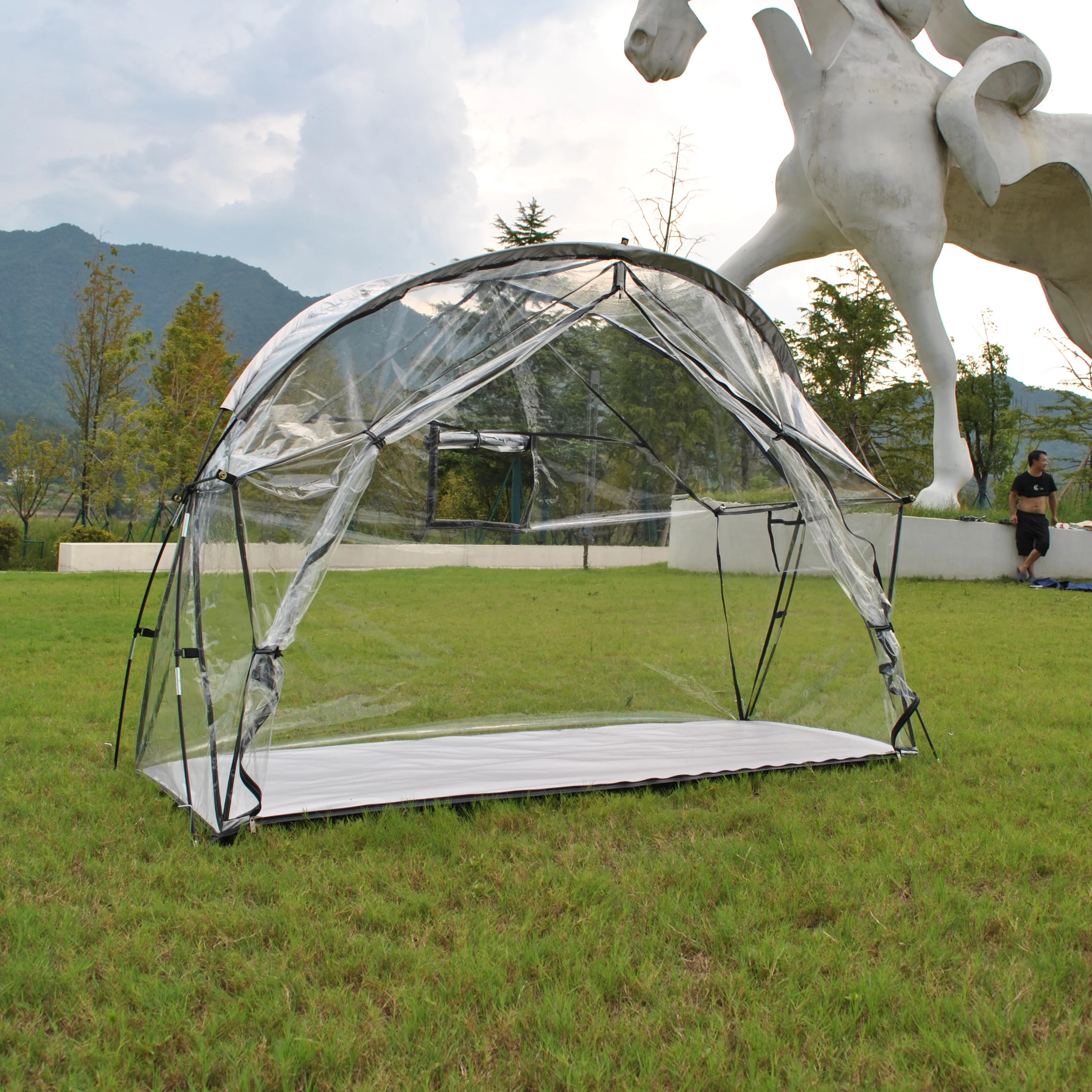 Transparent PVC,Cot Tent Solo Tent for Camping Cot bed tent, Waterproof Warm keep Tent.1 Person tent Not Include Camping Cot