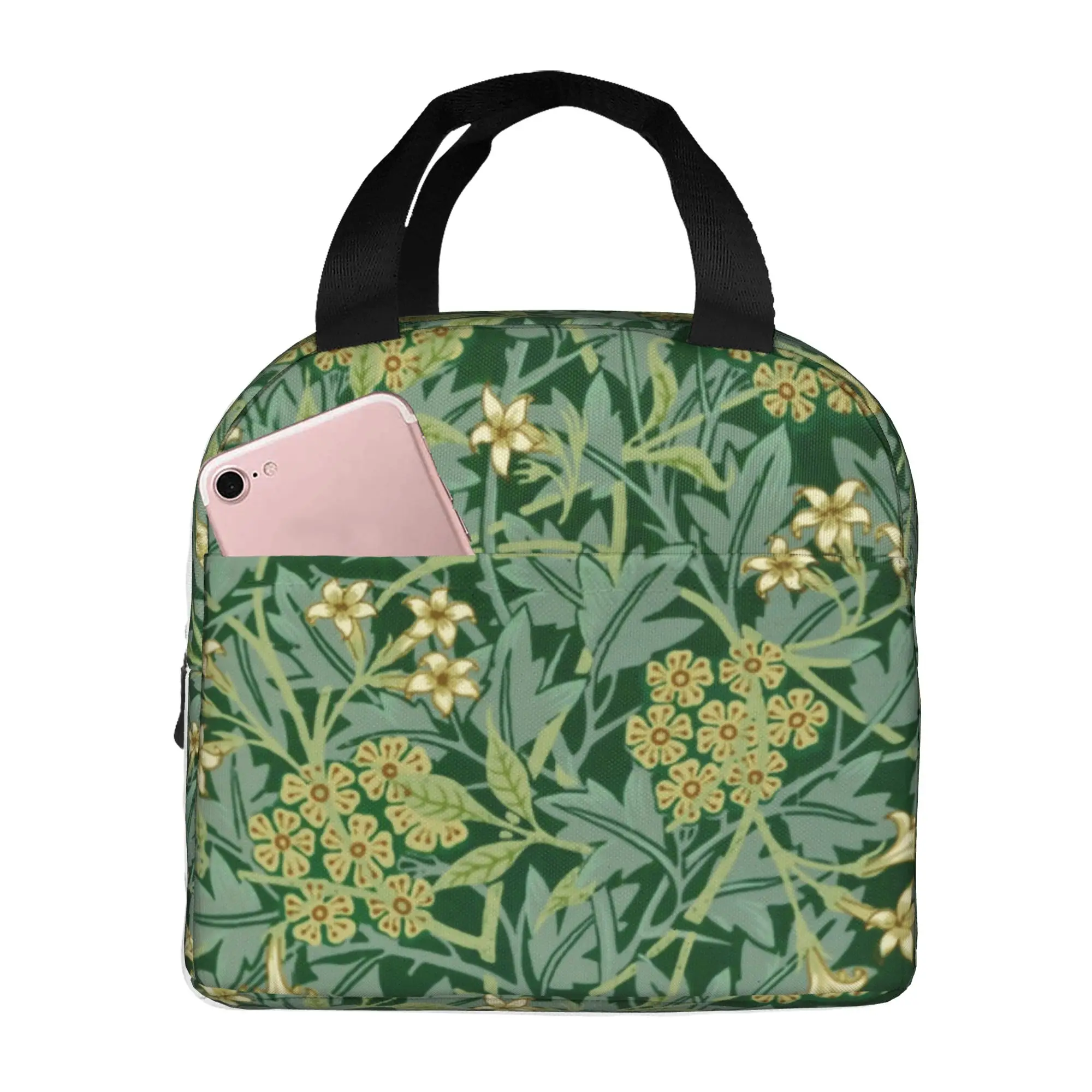 William Morris Thermal Insulated Lunch Bags Women Floral Textile Pattern Resuable Lunch Container Travel Storage Food Box