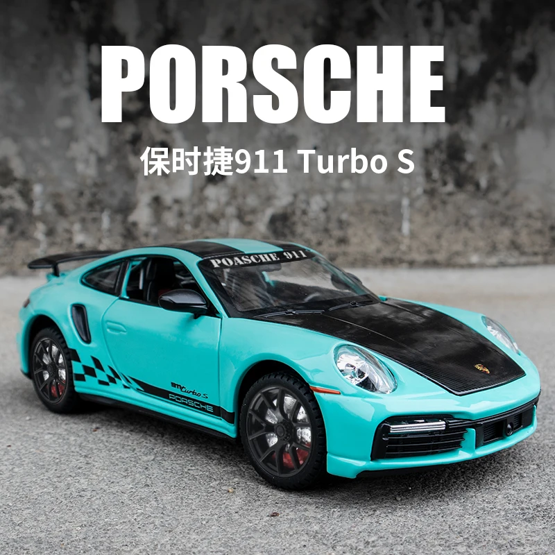 

1:24 Scale Porsche 911 Turbo S Alloy Sport Car Model Sound Light Diecast Metal Miniature Voiture Toy Vehicles Boy Birthday Gift