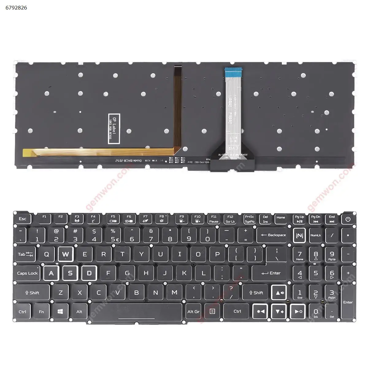 US Laptop Keyboard for Acer Aspire Nitro AN515-57 AN515-45 Black with Full Colorful Backlit & White Side