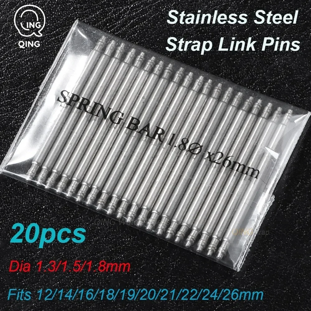 1.3/1.5/1.8mm 20PCS Watch Band Strap Stainless Steel Links Bars Spring Bars Links Pin 12mm-26mm Metal Link Pin Watch Repair Tool