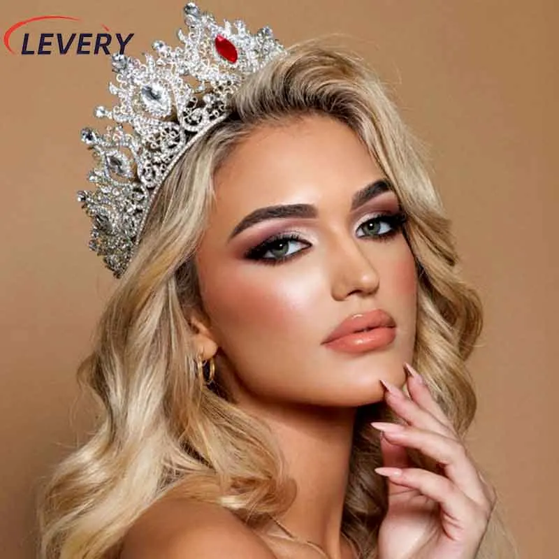 Levery Miss Earth Albania  Tiara Headbands Bridal Wedding Crown Prom Hair Accessories Rhinestone Bridal Crown Pageant Jewelry