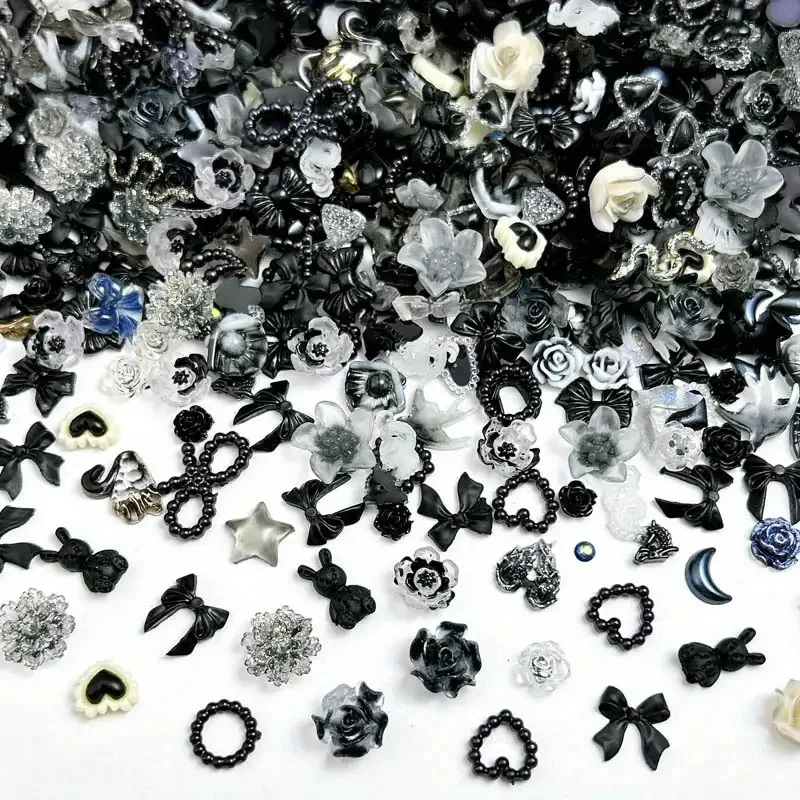 20-100 قطعة مختلطة الأسود الشرير نمط الراتنج مسمار الفن زينة-فحده القوطية نمط DIY الزينة لتقليم الجرونج باردة
