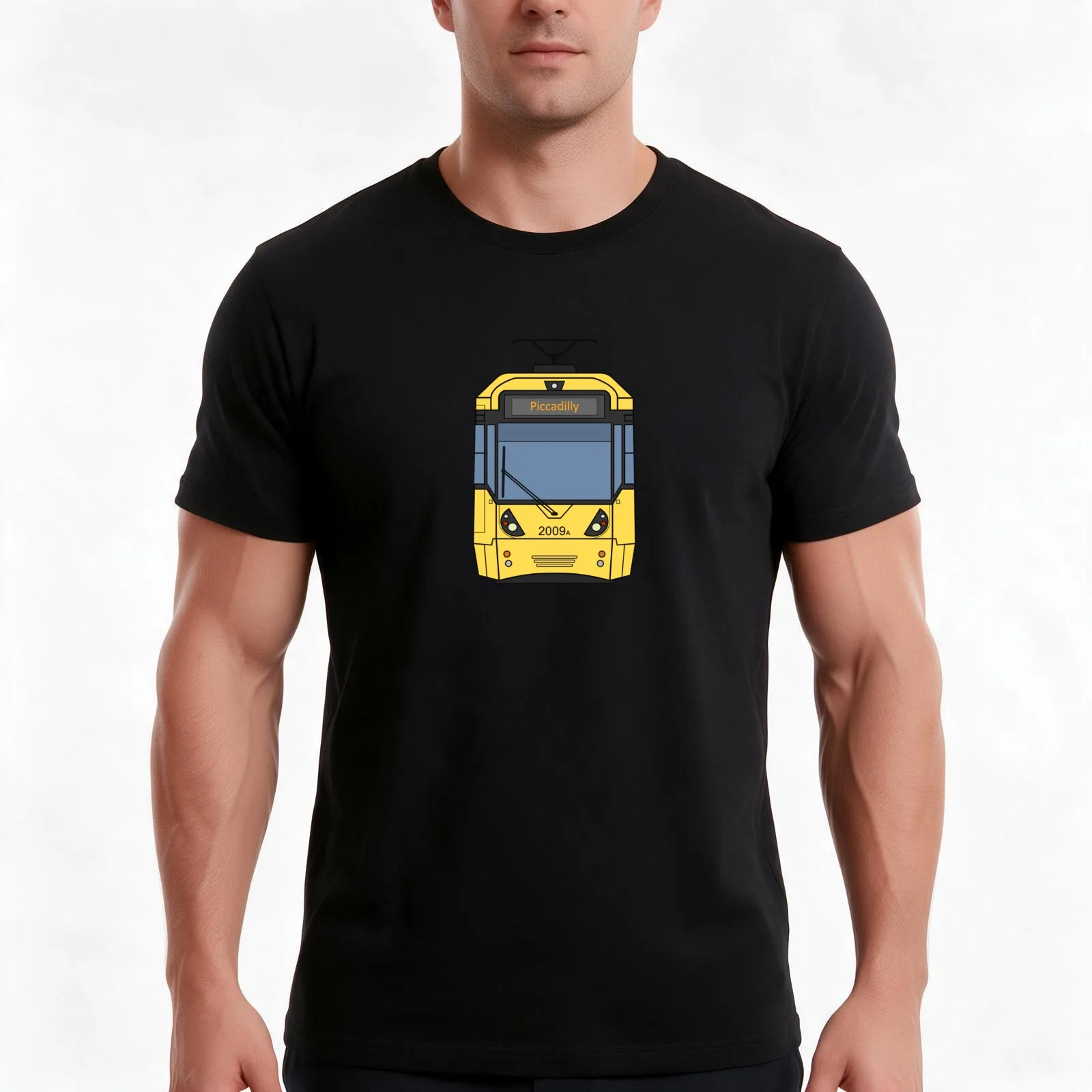 Manchester Tram T-Shirt, Funny Graphic Print Tee, Unisex Cotton Casual Short Sleeve Top
