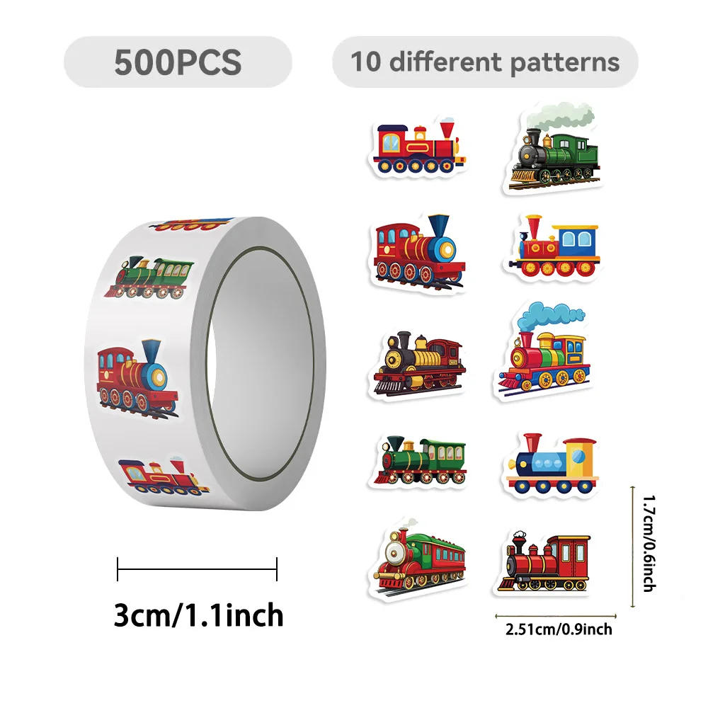 500pcs/Roll Cartoon Train Roll Stickers Creative Graffiti DIY Decoration Mobile Phone Case Notebook Water Cup Toy Gift Stickers