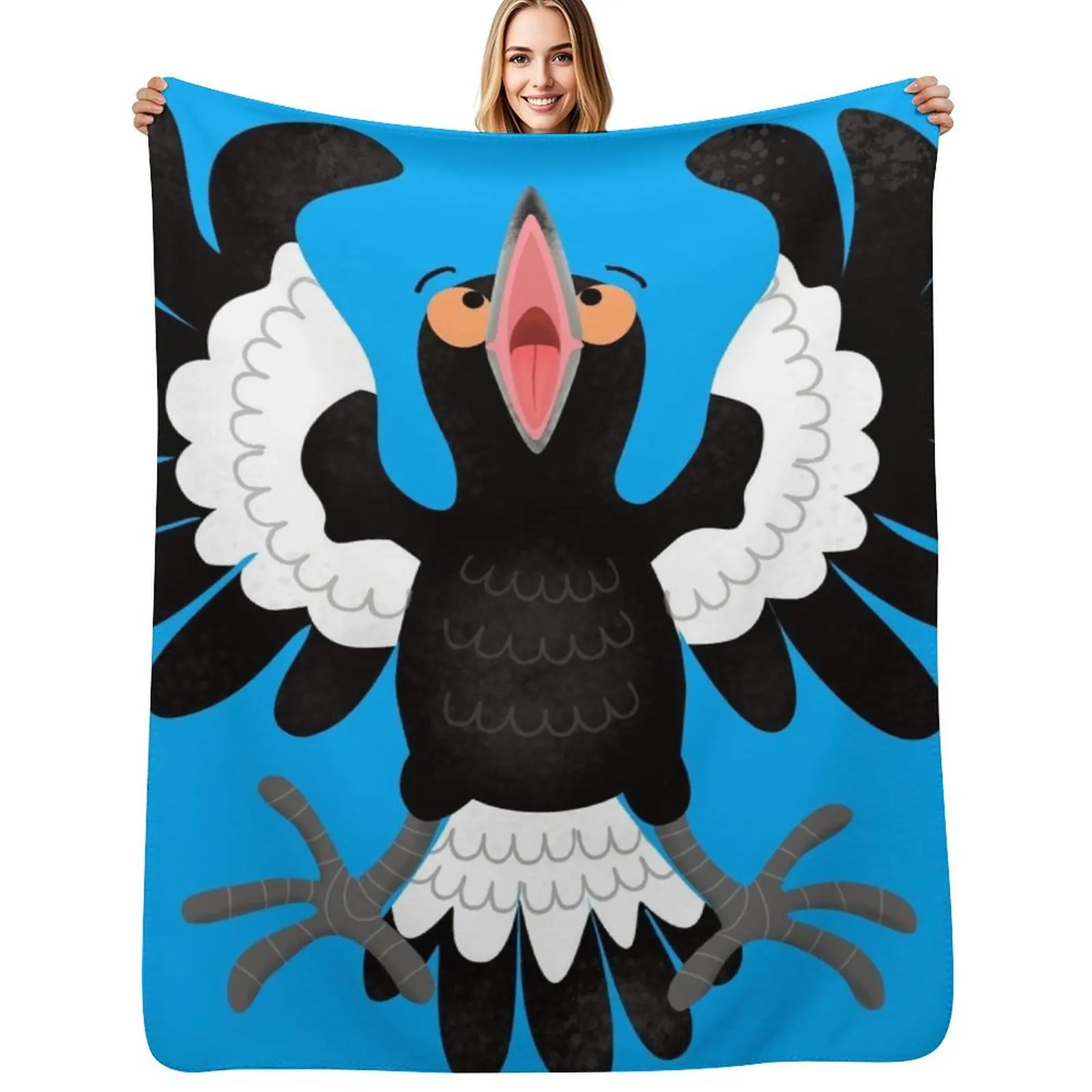 

Funny Australian magpie cartoon illustration Throw Blanket Durable Warm Blanket for Daily Home Use