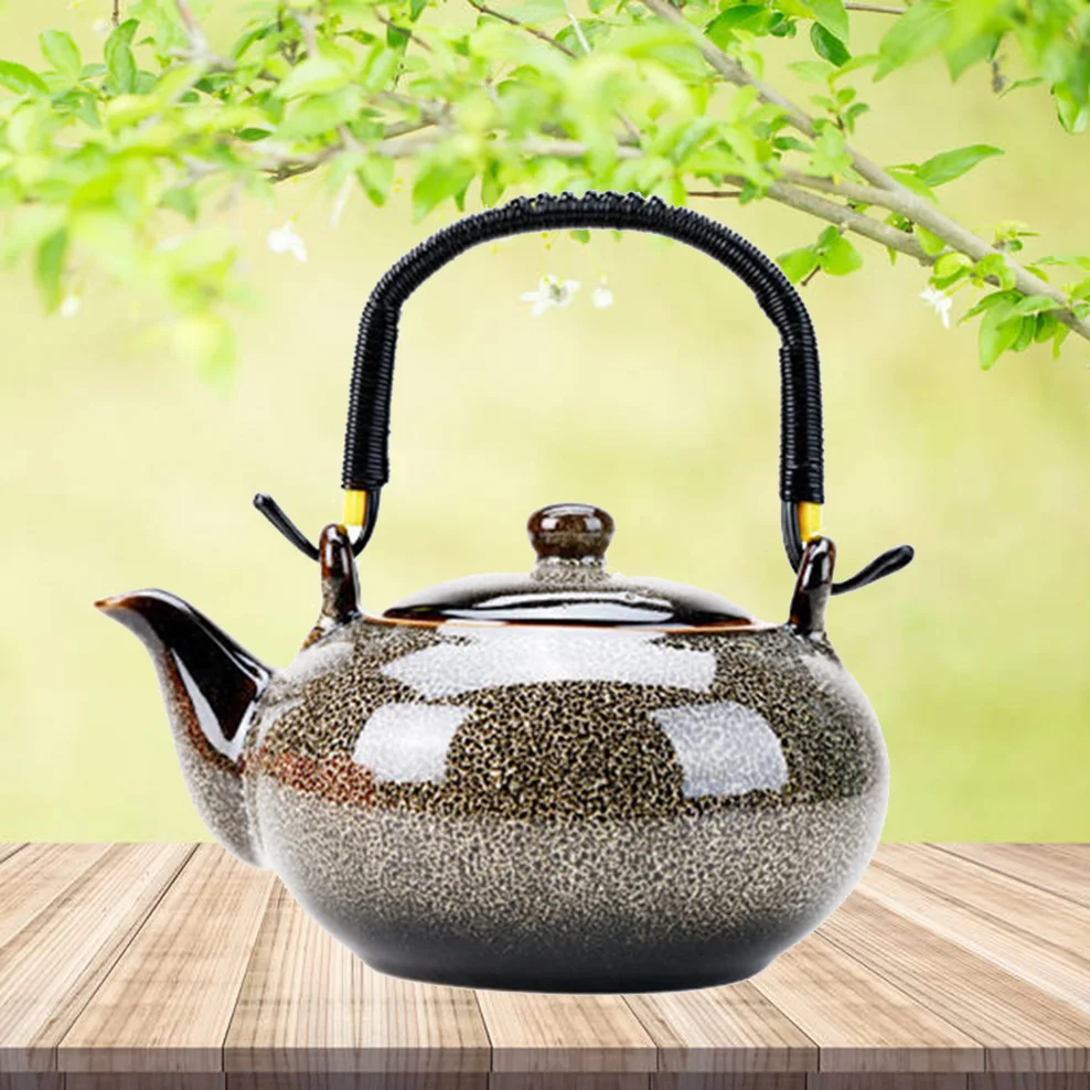 

700ML Ceramic Teapot Home Handle Pot Tea Room Accessories Kiln Change Pot For Brewing In Mug Beauty Health Set