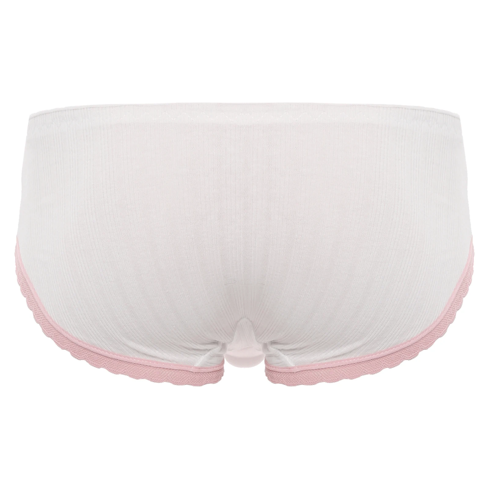 Hidden Private Parts Pink Cute Underwear Men Women Comfortable Low-waist Cotton Briefs with Bowknots And Lace Underwear