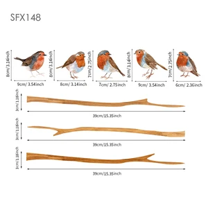 Stiker Jendela Natal Robin Burung Lucu Dekorasi Ruang Tamu Rumah Kamar Tidur Kamar Mandi Furnitur Dinding Pintu Dekorasi Interior Rumah 8 stiker pintu natal penjualan terbaik - №