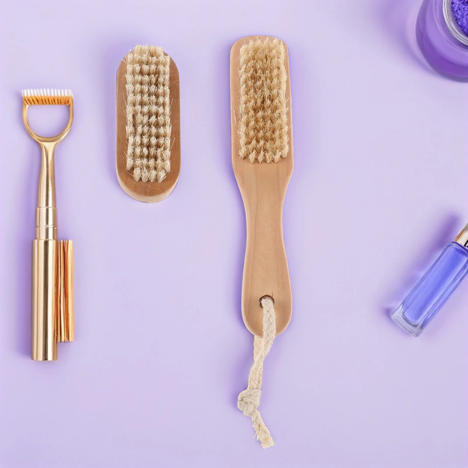 1Set Hand- en Voetscrubber Houten Handvat Nagelborstel Puimsteen Zware Voetreinigingsborstel Nagelscrubber