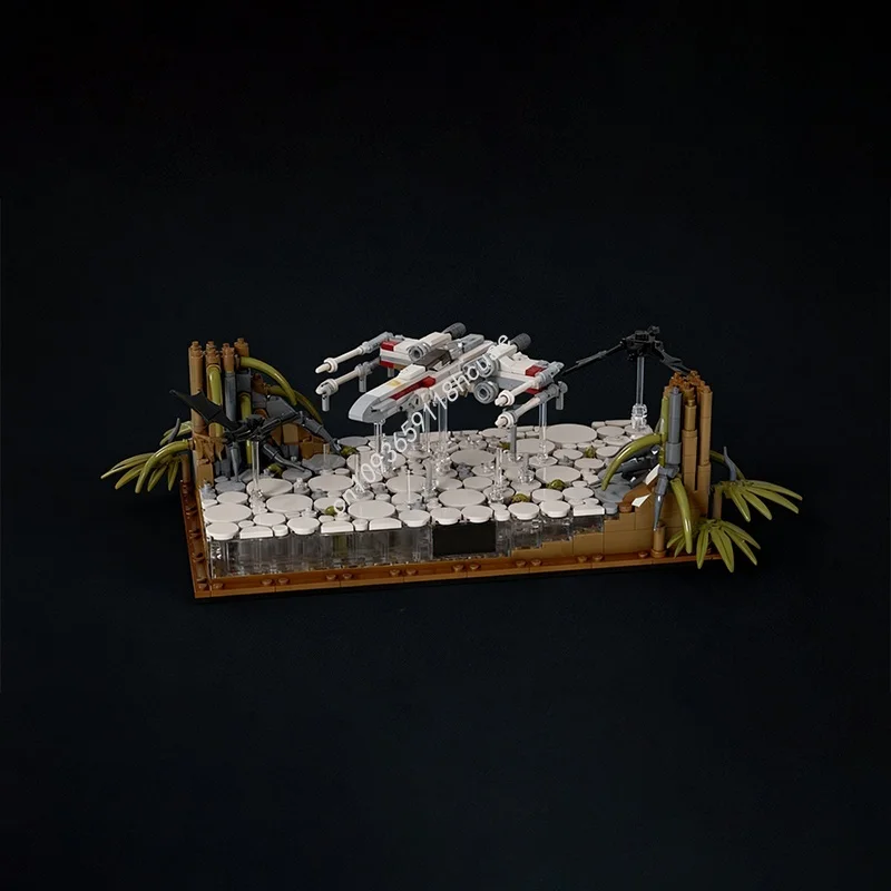 1221 قطعة MOC مايكرو ديوراما Dagobah مفهوم نموذج بناء لعبة كتل البناء تجميع هدية الكريسماس لتقوم بها بنفسك الطوب الإبداعي