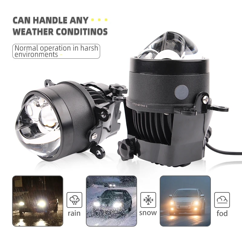 Super Bright 80W 3.0 Laser Fog Light Projector Lens White Light 6000K Yellow 3000K 12V Auto LED Fog Lamp Headlights