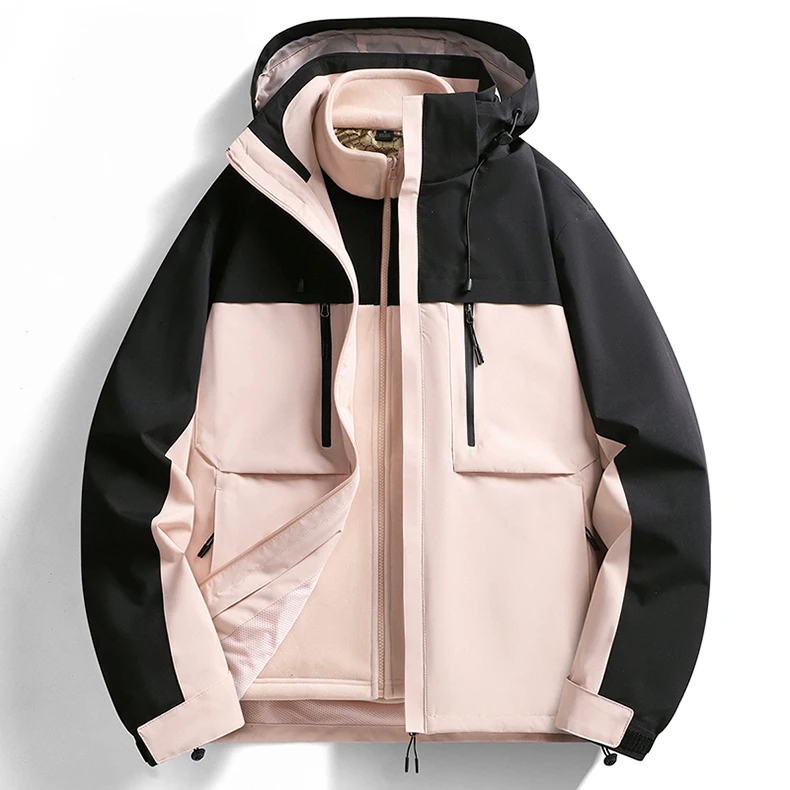 Men's Ski Jacket Waterproof 3 in 1 Winter Coat with Fleece Inner Warm Windproof For Snow Outdoor 2 PC Suits Thick Windbreaker