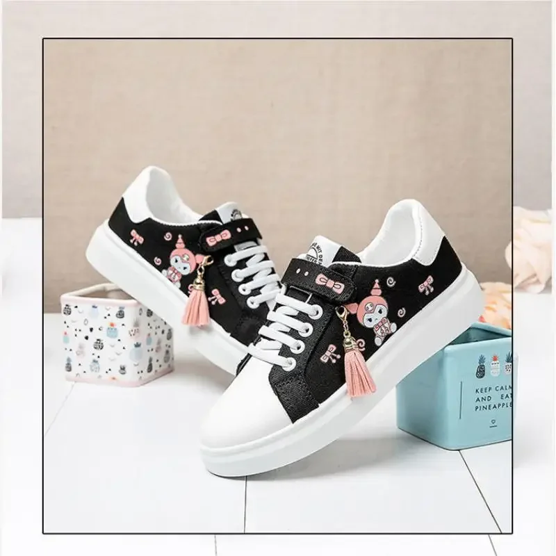 Sanrio Kuromi Kids Breathable Canvas Shoes Cartoon Student Low Top Sports Shoes Anime Wear-Resistant Sneakers Kawaii Girl Gift