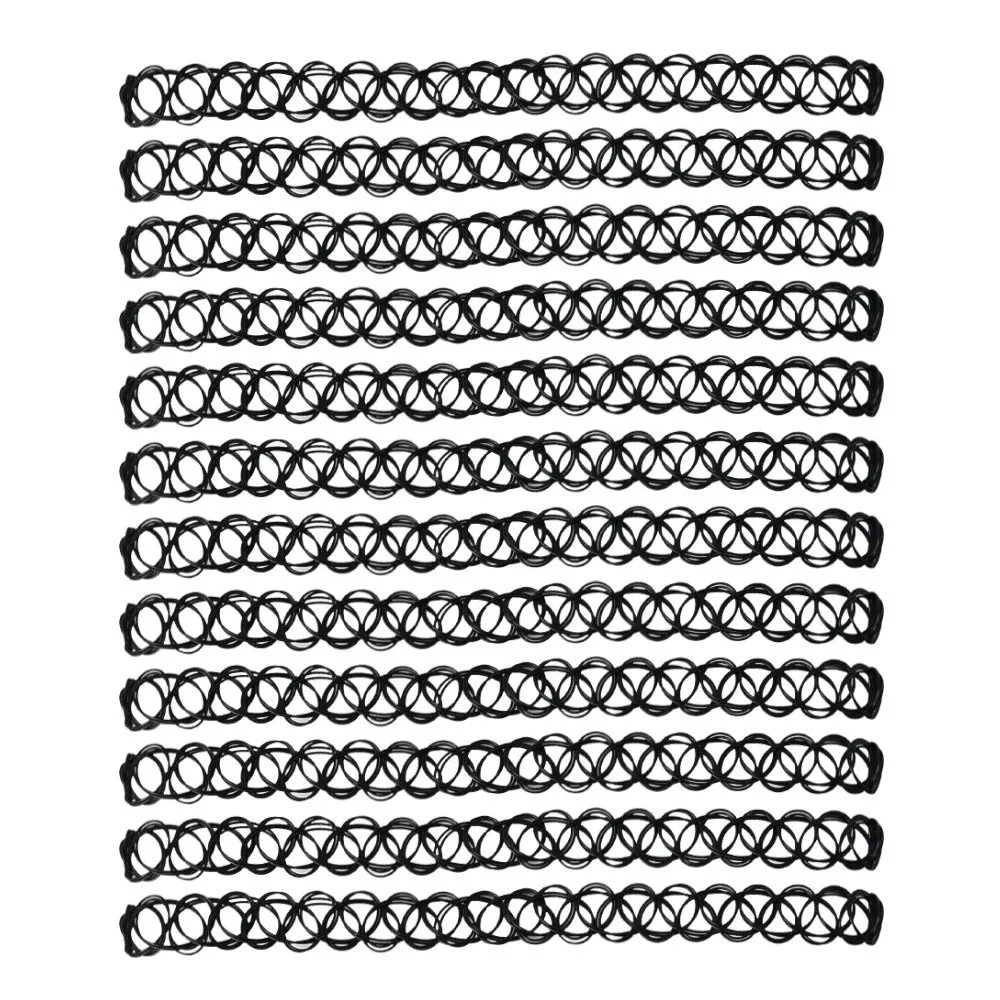 12Pcs/Set Fashion Colorful Fishline Necklaces Set Punk Style Elastic Braided Fish Thread Choker Short Black Layered Set Women
