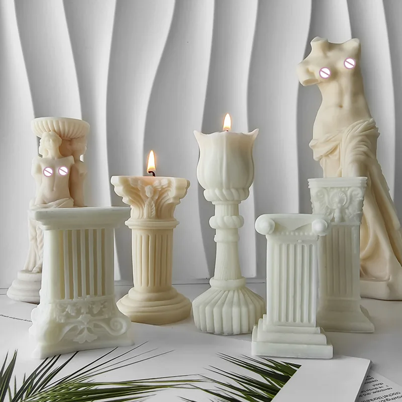 

3D Silicone Candle Soap Mold Roman Relief Columns Home Decoration DIY Handmade Gifts Supplies moldes de silicona silicone molds