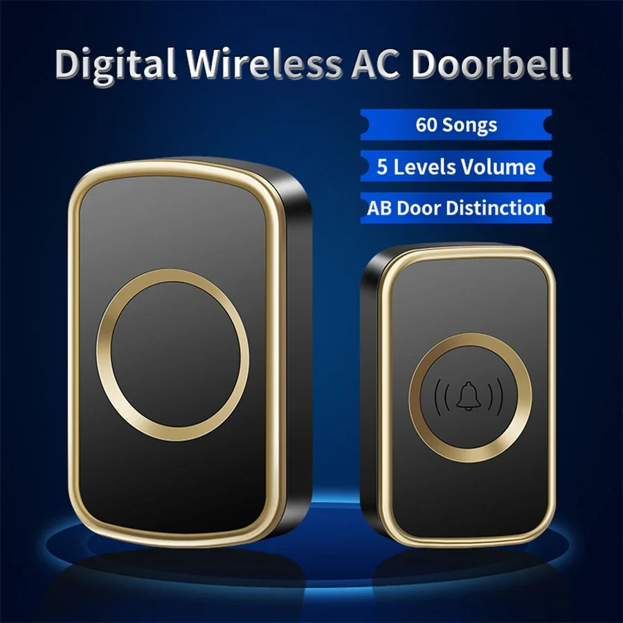 CACAZI Wireless Doorbell Waterproof  Button Smart Door Bell Sets Home Welcome Outdoor House Chimes Receiver US UK EU AU Plug New