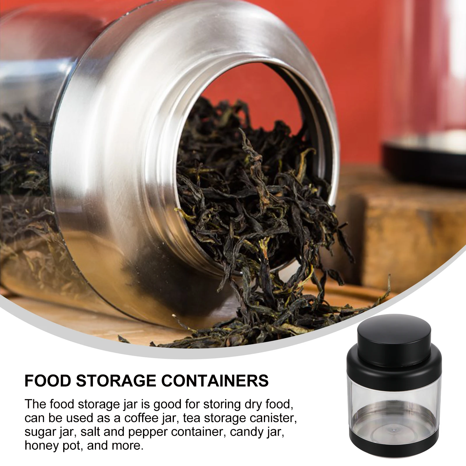

Airtight Food Storage Jars Stainless Steel Sealed Containers Transparent Honey Jar Coffee Bean Container Kitchen Storage