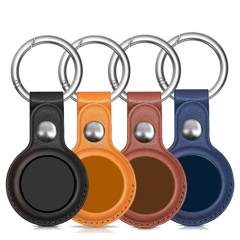 4er-Pack PU-Lederhülle für Apple Airtags mit Schlüsselanhänger, Air Tag Halter, Tier-Tracker-Zubehör, Schutzhülle