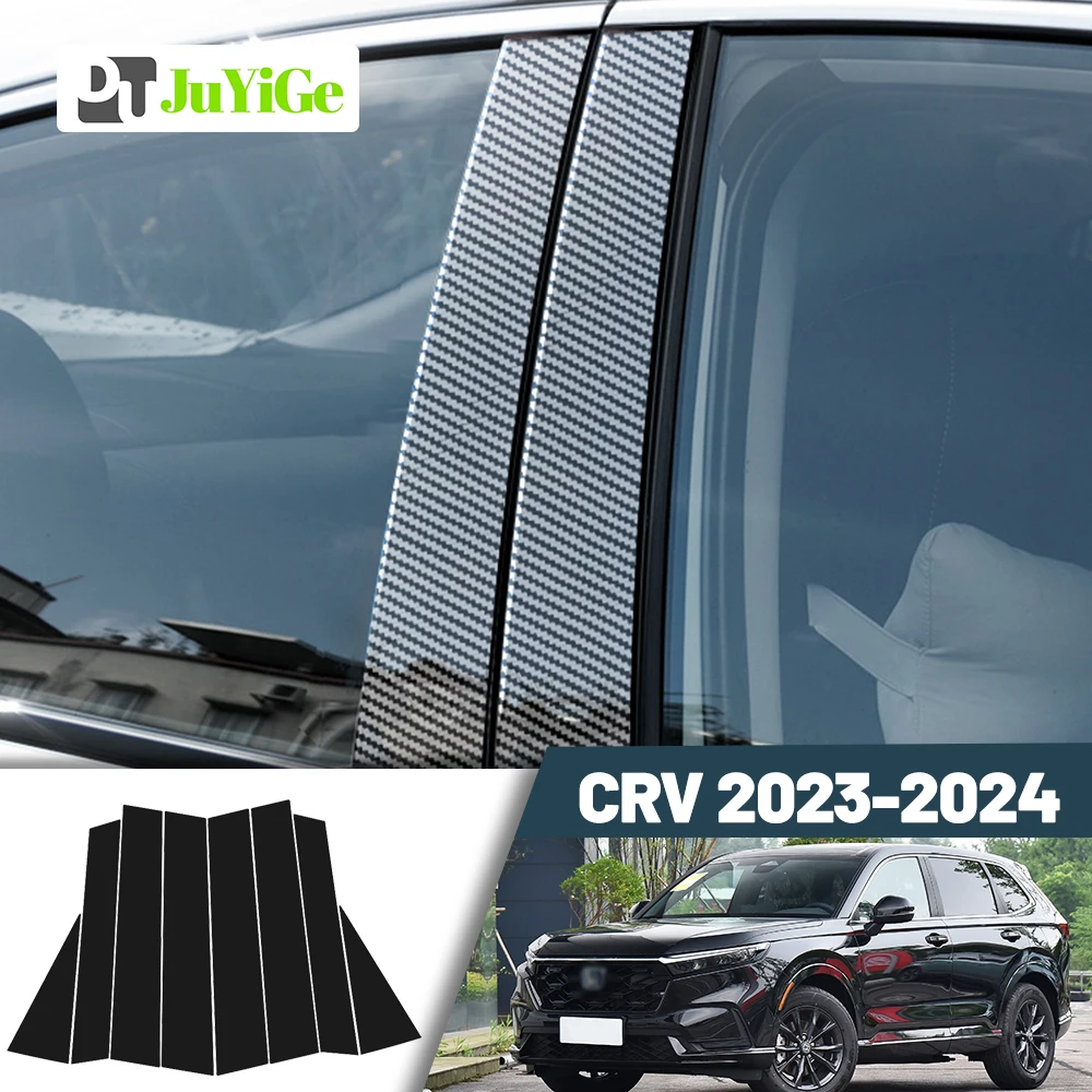 

Glossy Black Carbon Fiber Window Door Deal B C Pillar Post Cover Sticker For Honda CR-V CRV 2023-2024