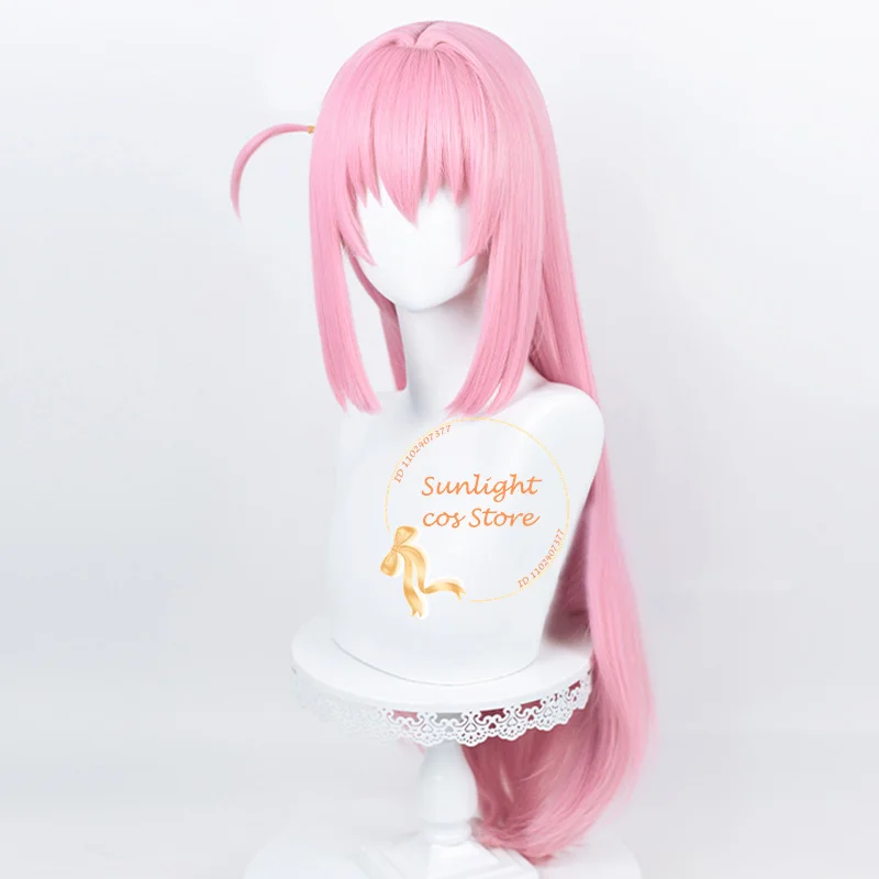 Gotou Hitori-Peluca de Cosplay de Anime para mujer, pelo sintético resistente al calor, color rosa, largo y liso, para Halloween, 80cm