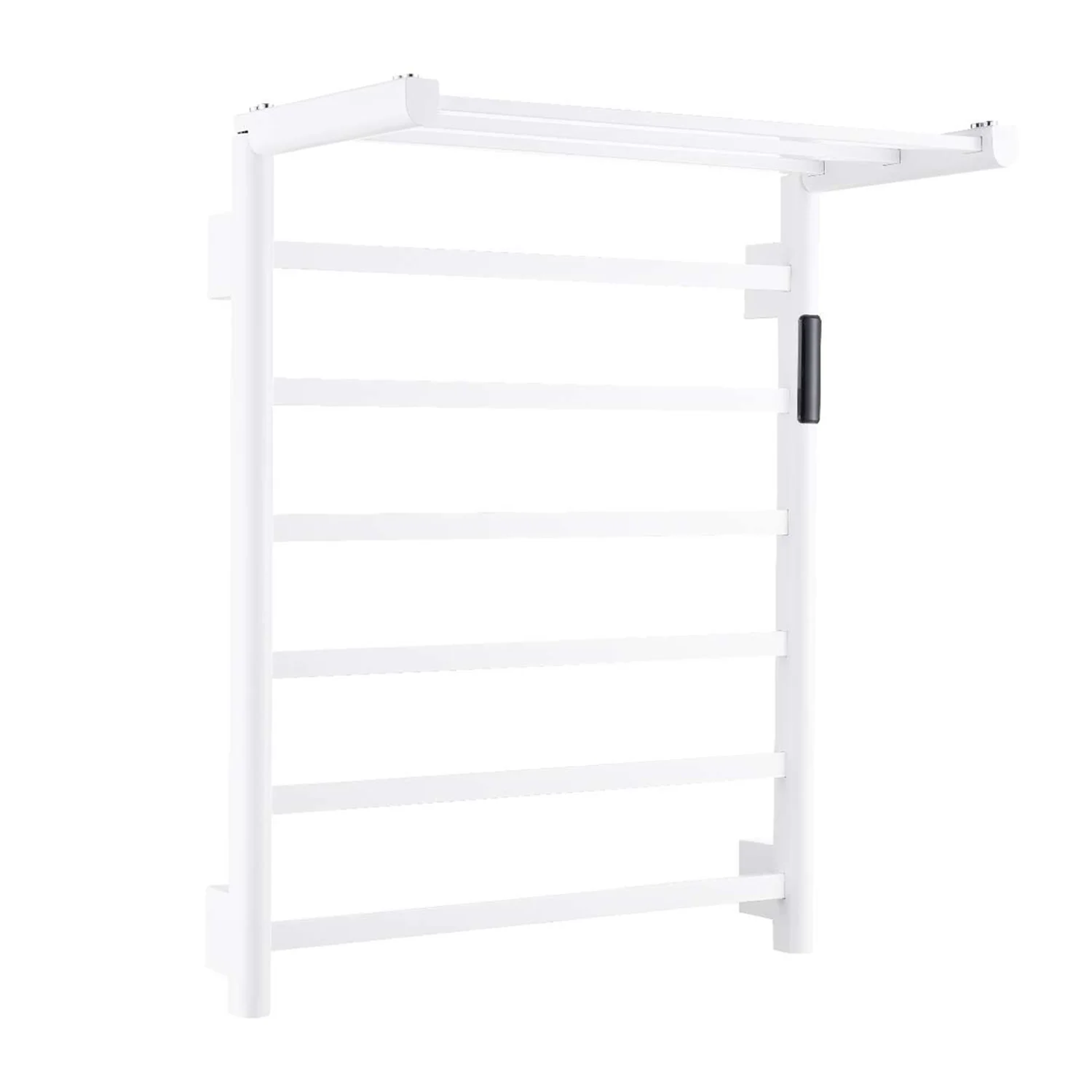 Modern Electric Towel Rack with Foldable Towel Shelf 304 Stainless Steel Matte White Wall Mounted Smart Electric Towel Warmer